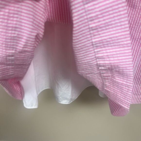 Ralph Lauren pink seersucker Pleated Skirt and Peter Pan Collar Sz 16 - Picture 3 of 6